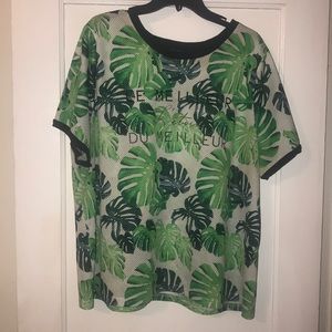 Forever 21 Women's Green Slub Knit Tie-dye Tee
